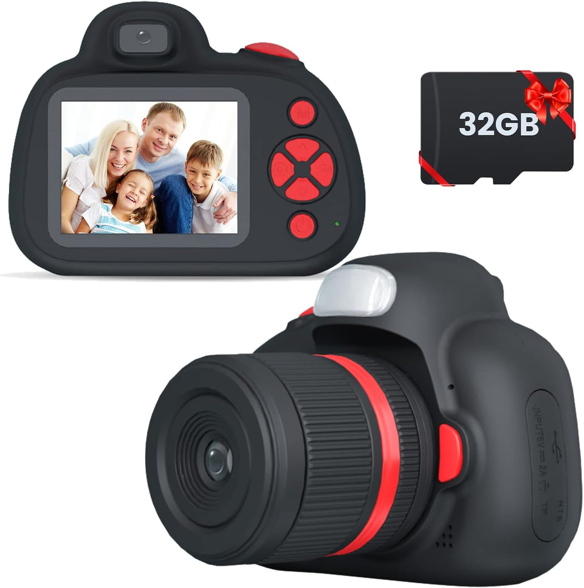 Kids Camera 2.4 inch IPS Screen with Flash 32G SD Card Pink P40075