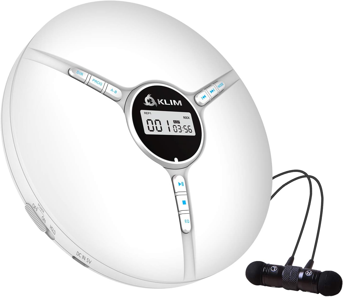 Portable CD Player with Built-in Battery, Earphones, White A58461