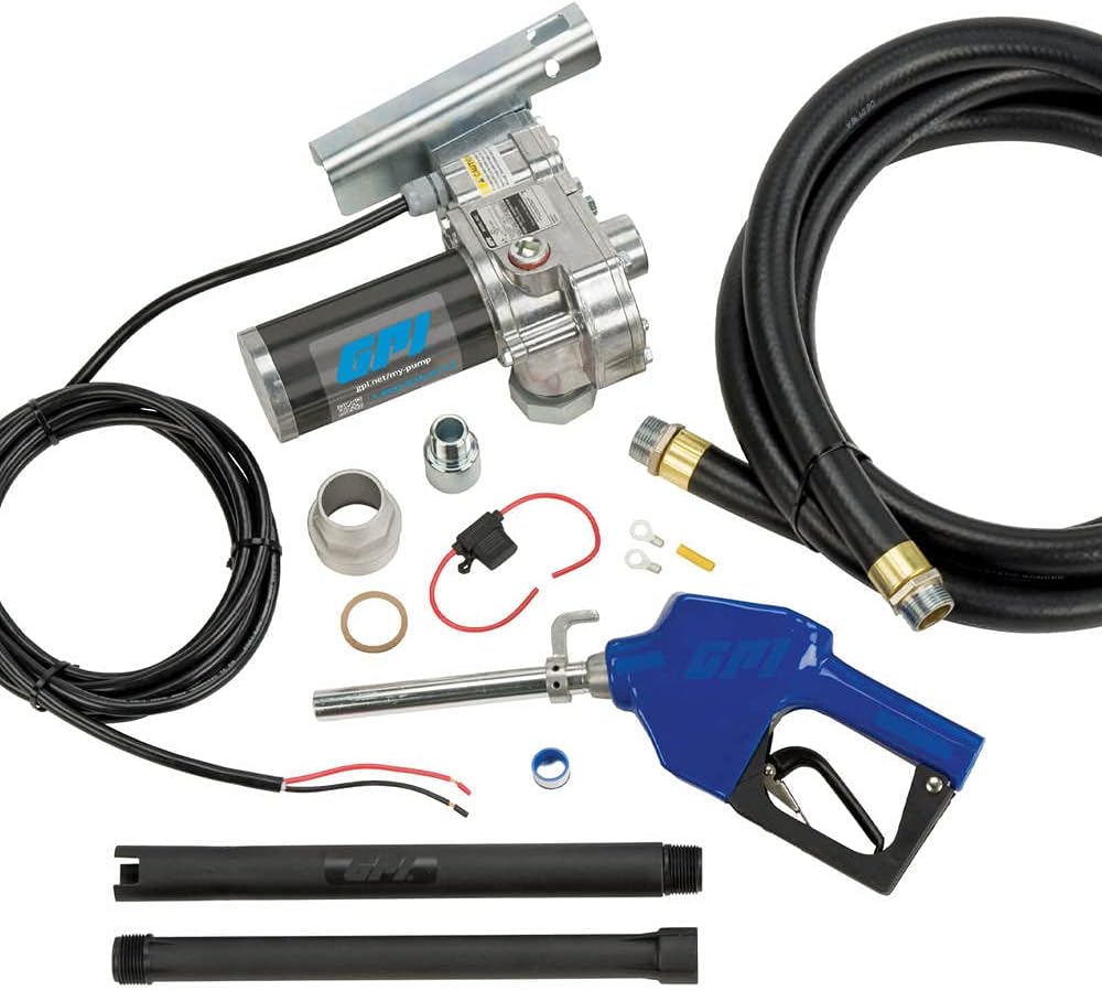 Fuel Transfer Pump, 18 GPM, 12-VDC, Automatic Shut-Off Nozzle D46886