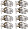 8 Pack Keyless Privacy Door Lever Lockset with Turn Buttons Satin Nickel J391