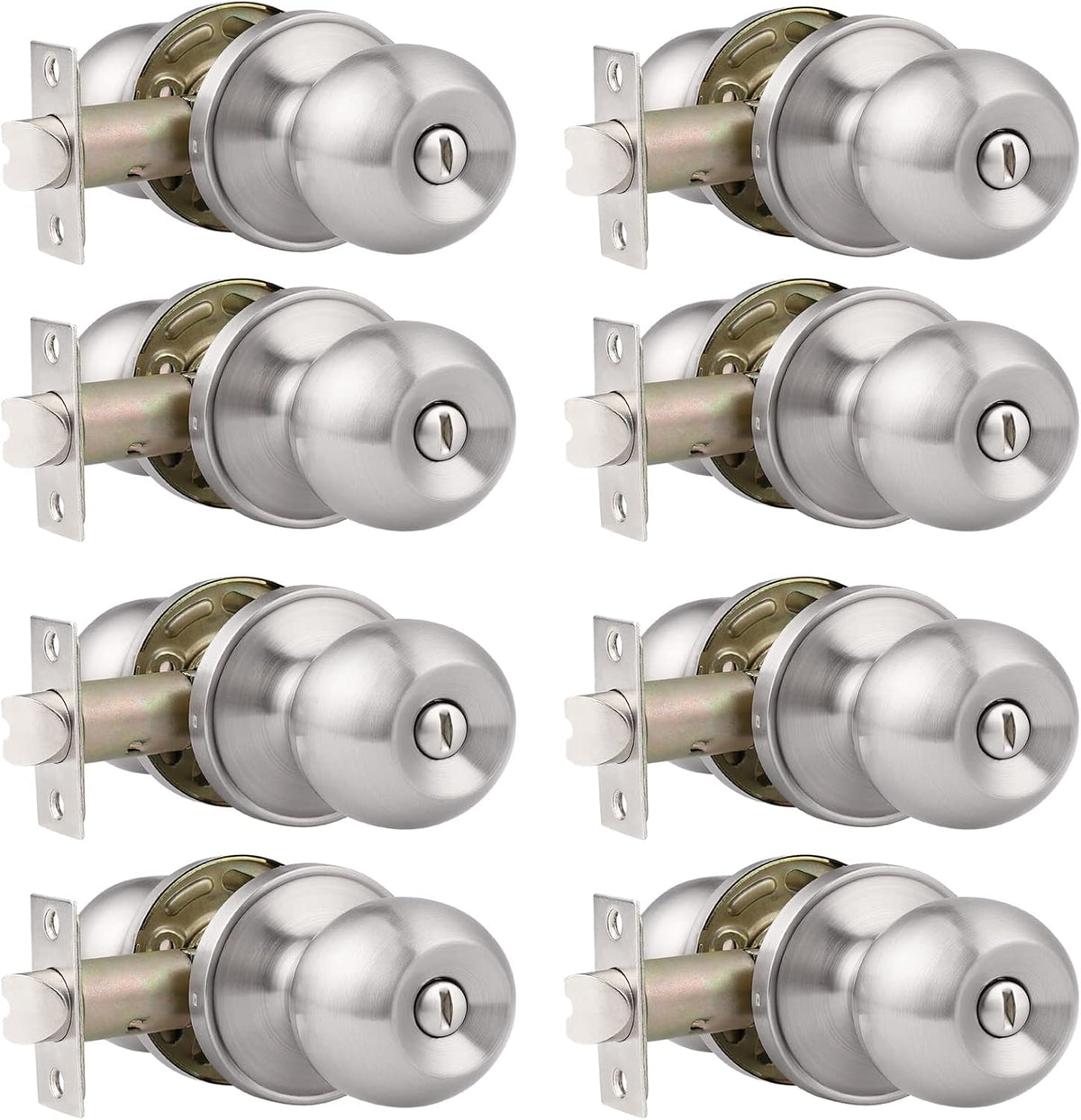 8 Pack Keyless Privacy Door Lever Lockset with Turn Buttons Satin Nickel J391