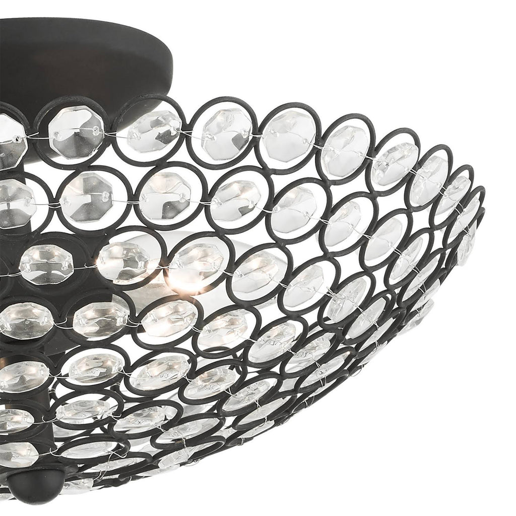 2 Light Semi-Flush Mount Black F456