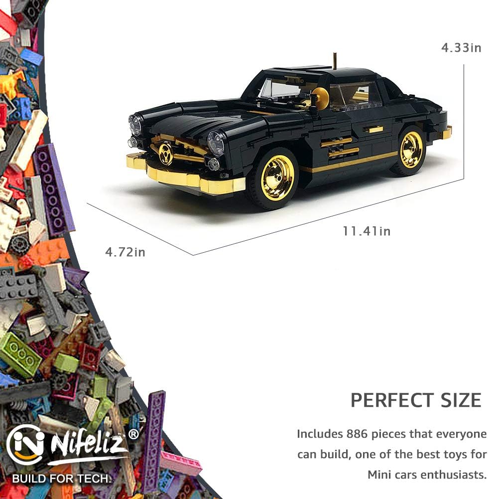 Retro Sports Car Building Blocks Set, 886 Pcs O51420