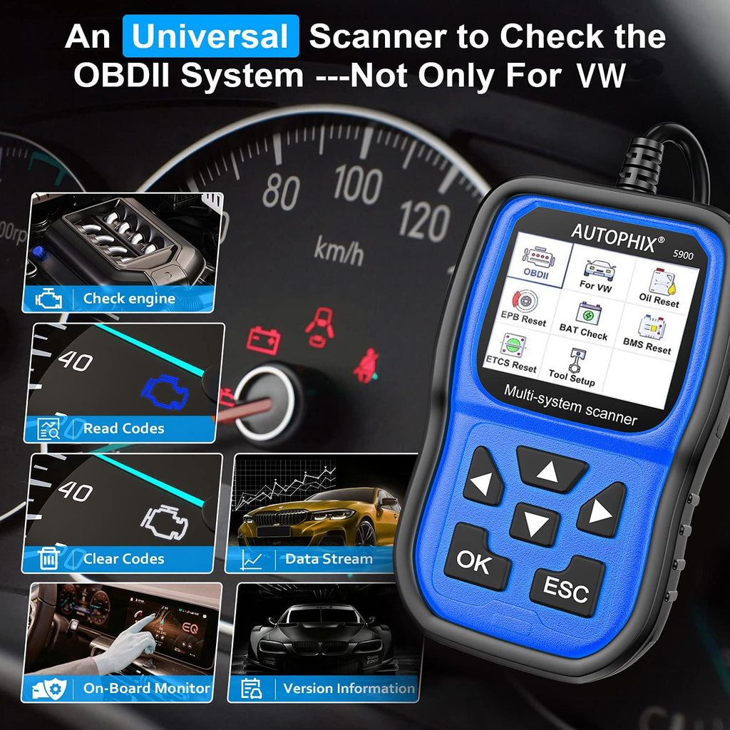 VW Audi Skoda Seat OBD2 Scanner Code Reader with Engine ABS EPB TPMS SAS Transmission Oil Reset Battery Registration Tool X266717