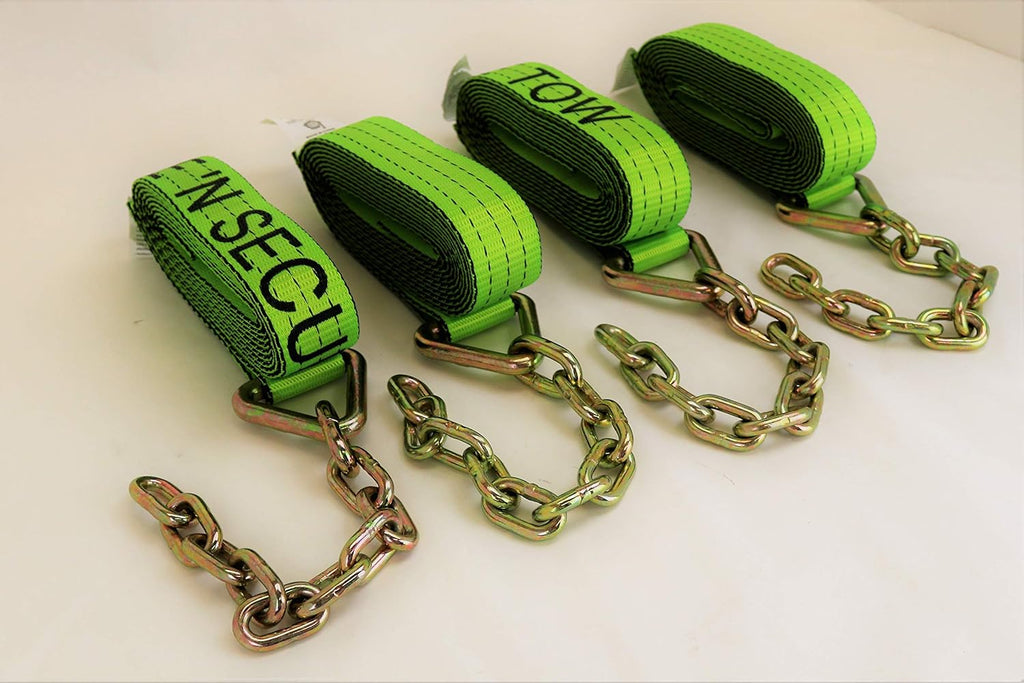 4 Pack 2" X 14' Heavy Duty Strap with 12" Chain Tail E5871