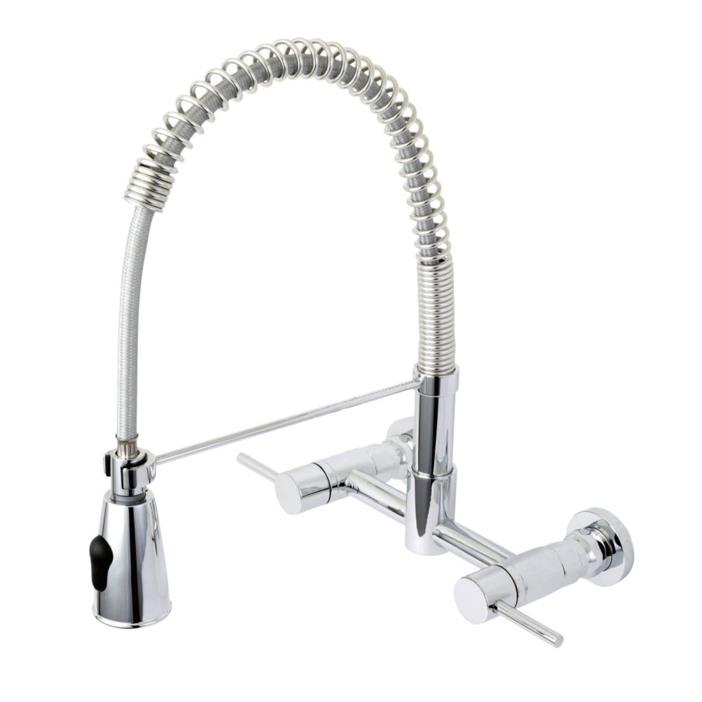 Polished Chrome 2-Handle Wall Mount Pull-Down Kitchen Faucet X792117