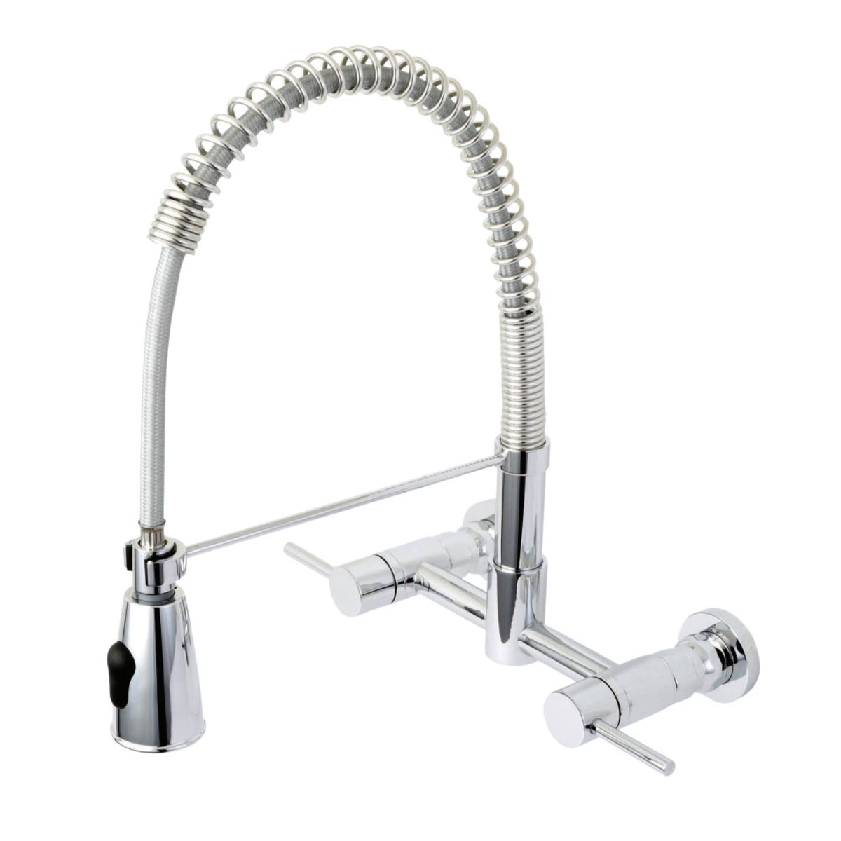 Polished Chrome 2-Handle Wall Mount Pull-Down Kitchen Faucet X792117