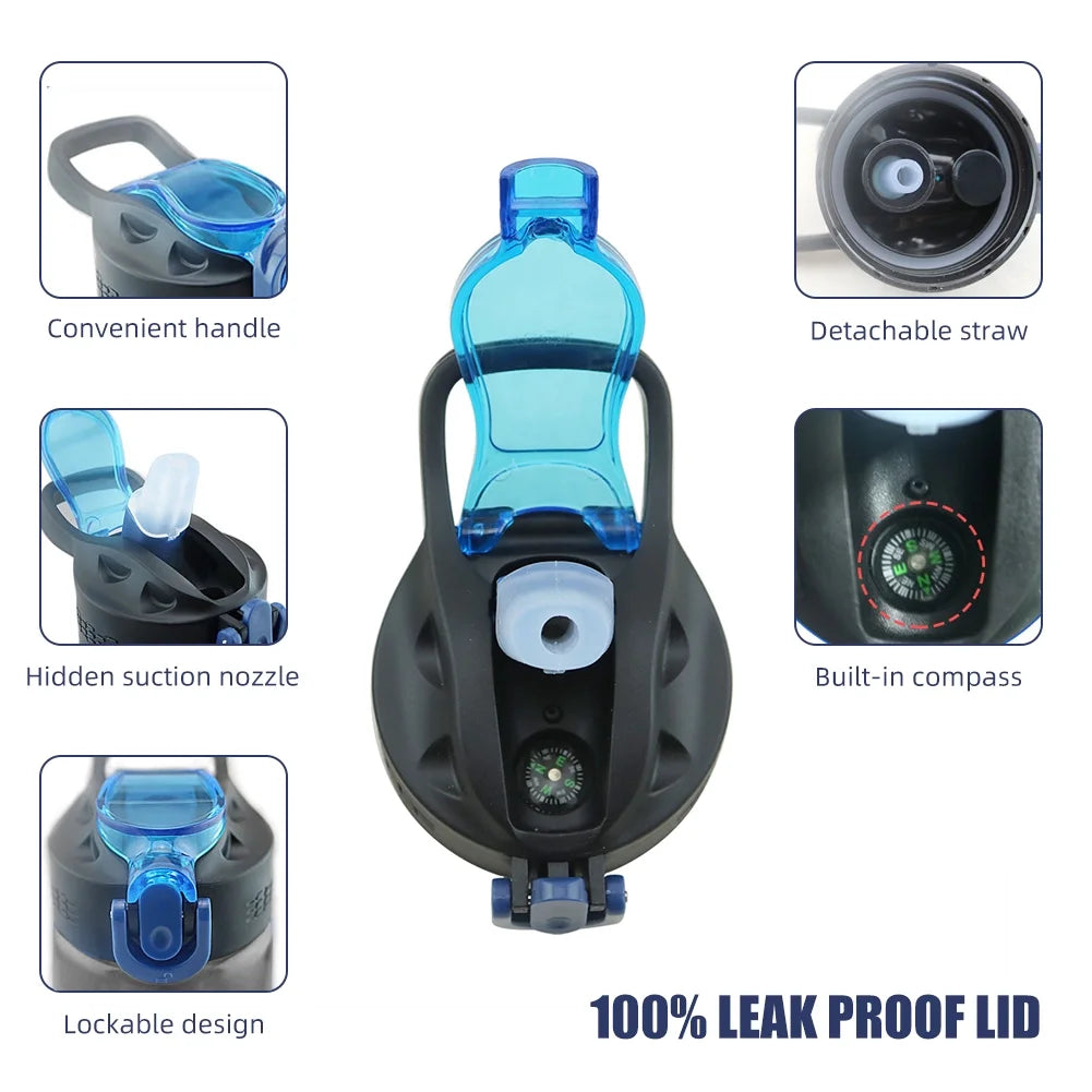 Black Tritan Water Bottle with Filter and Lockable Lid U8006