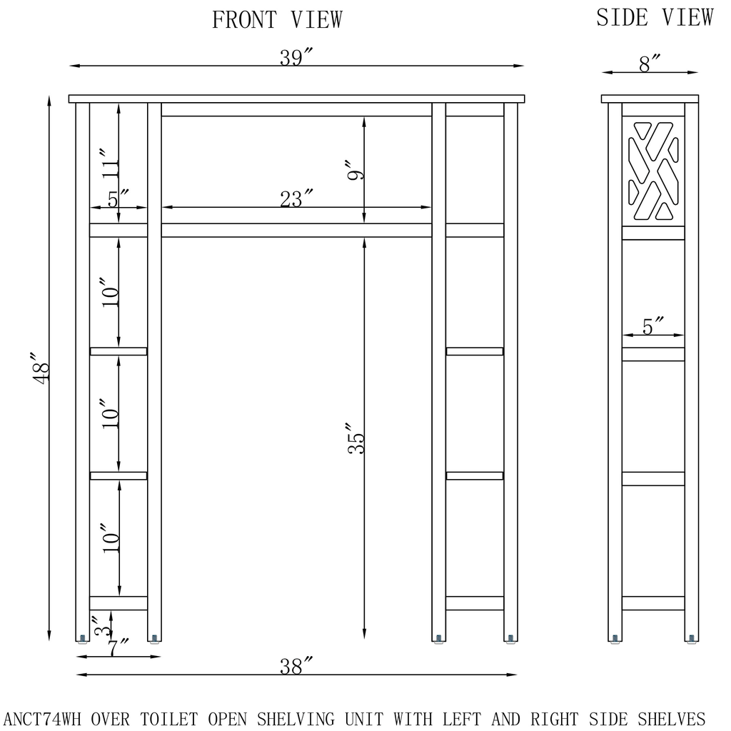 White Bathroom Over Toilet Open Shelving Unit S7275