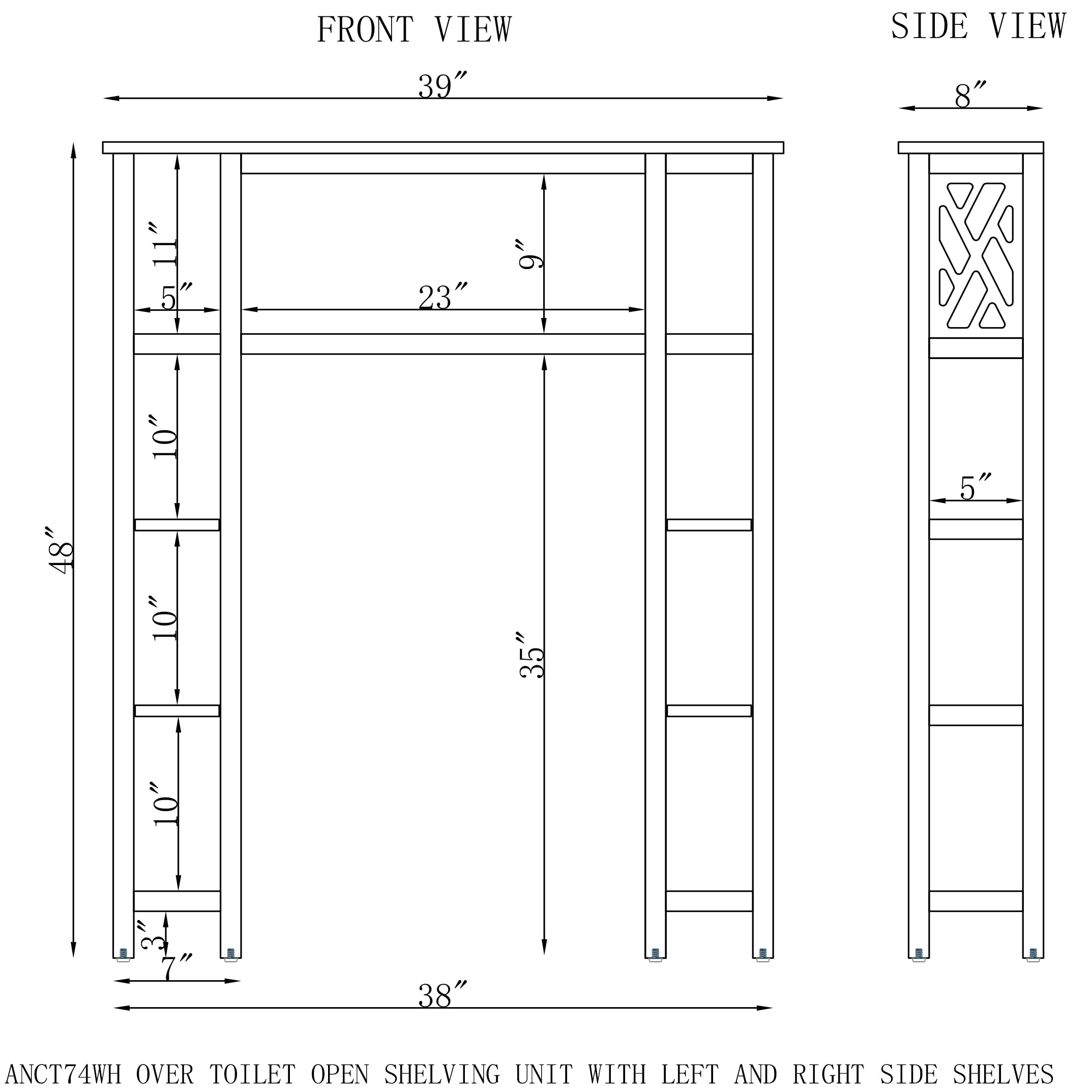 White Bathroom Over Toilet Open Shelving Unit S7275