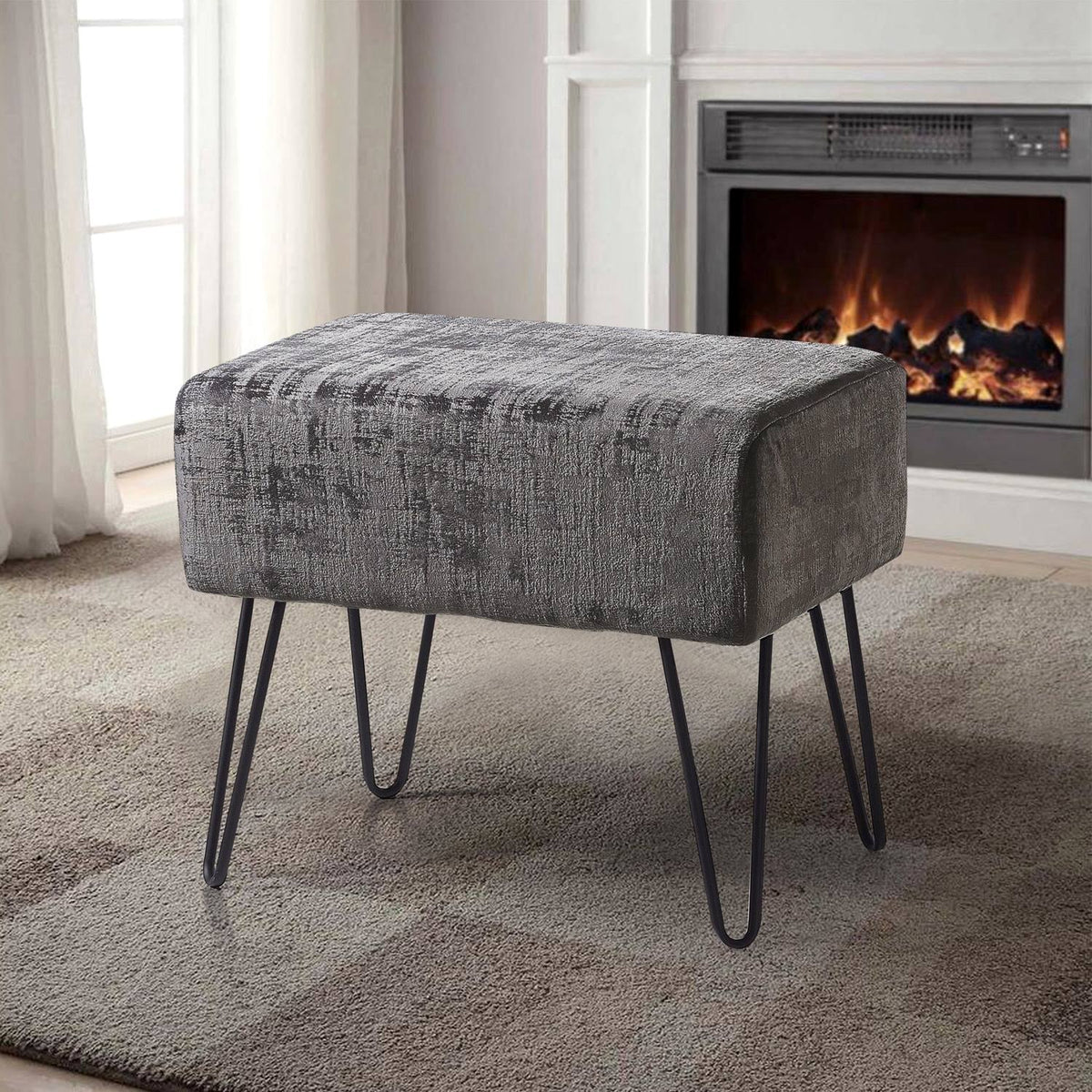 Textured Velvet Ottoman J1588