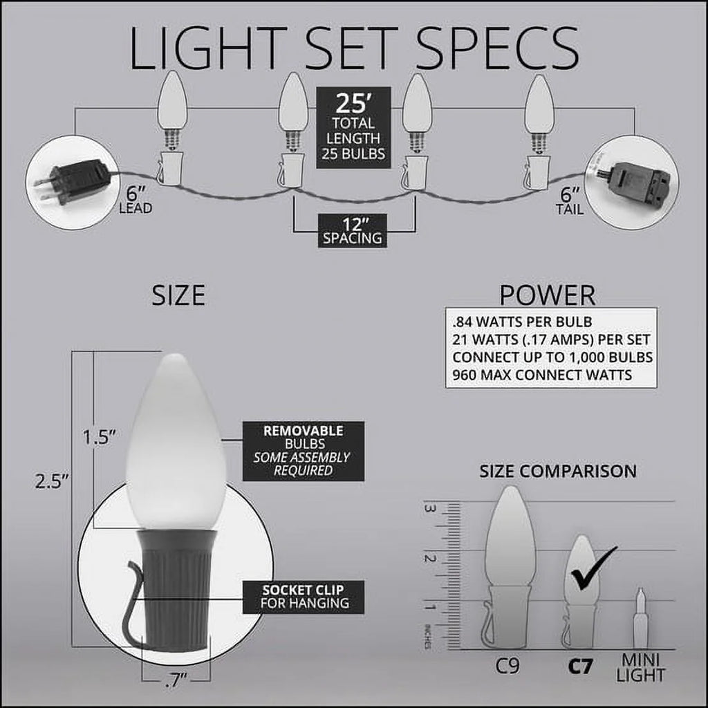 25ft LED C7 Multicolor Christmas Lights C5605