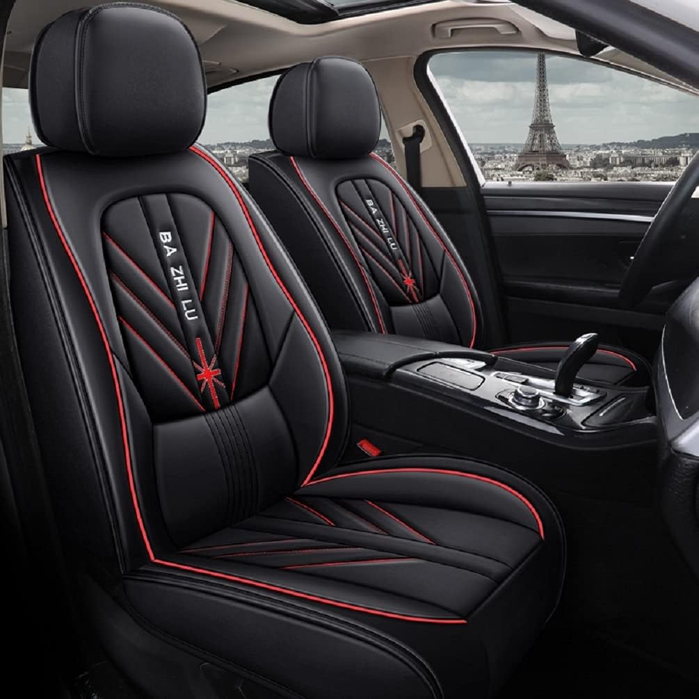 Black PU Leather Car Seat Covers Full Set 5 Seats A38193