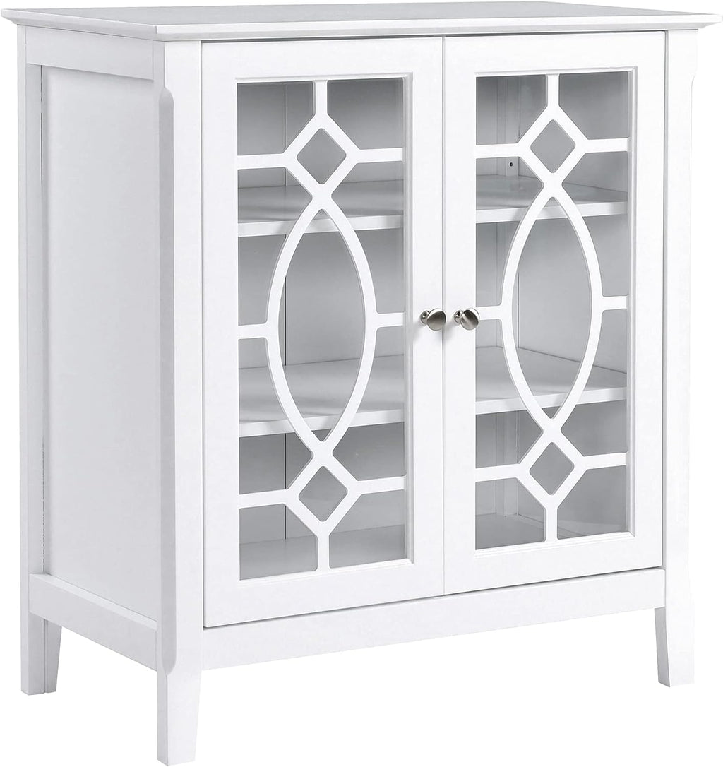 Espresso Sideboard Display Cabinet with Double Glass Doors and 2 Shelves V22412
