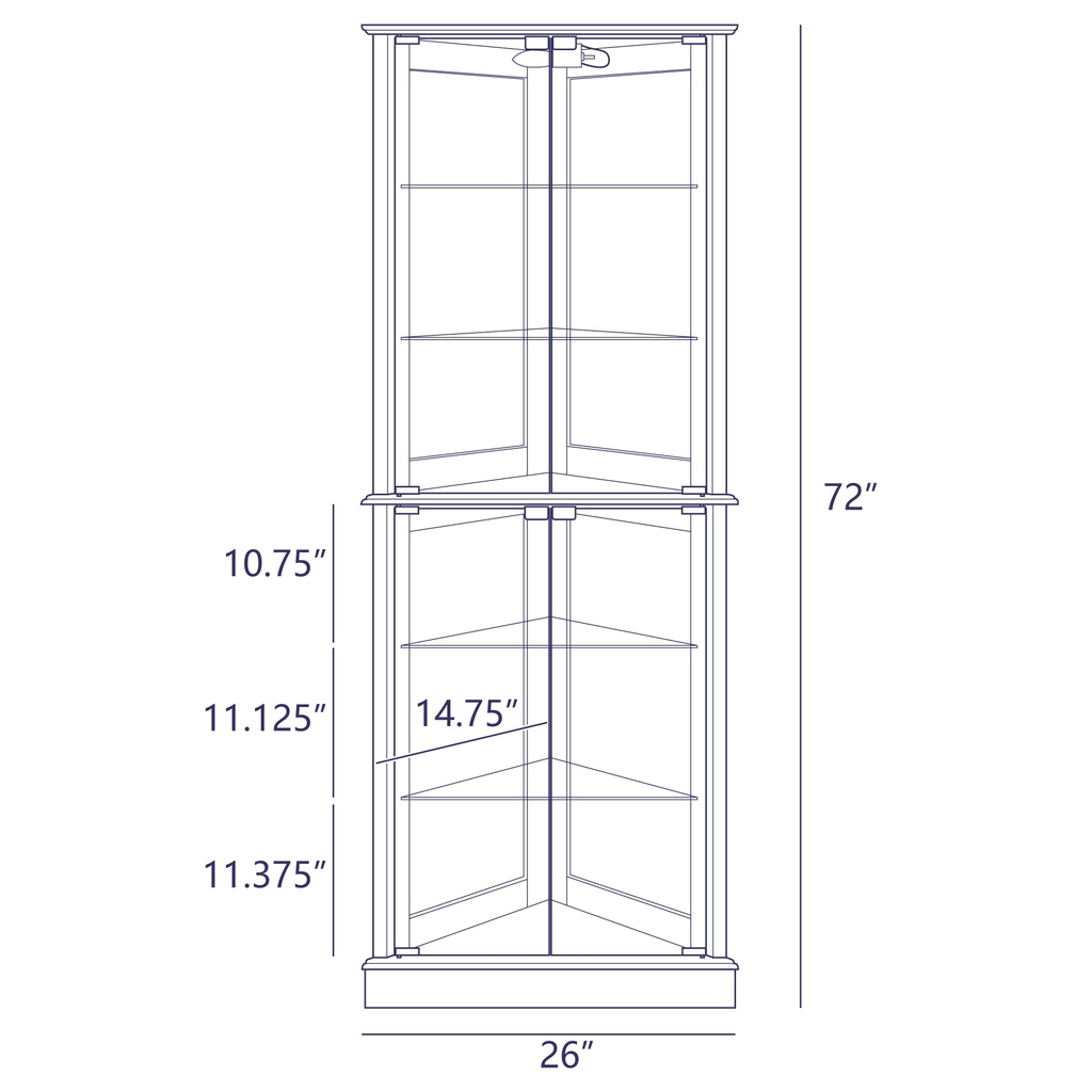Cherry Lighted Corner Curio Cabinet with Tempered Glass Door M334098