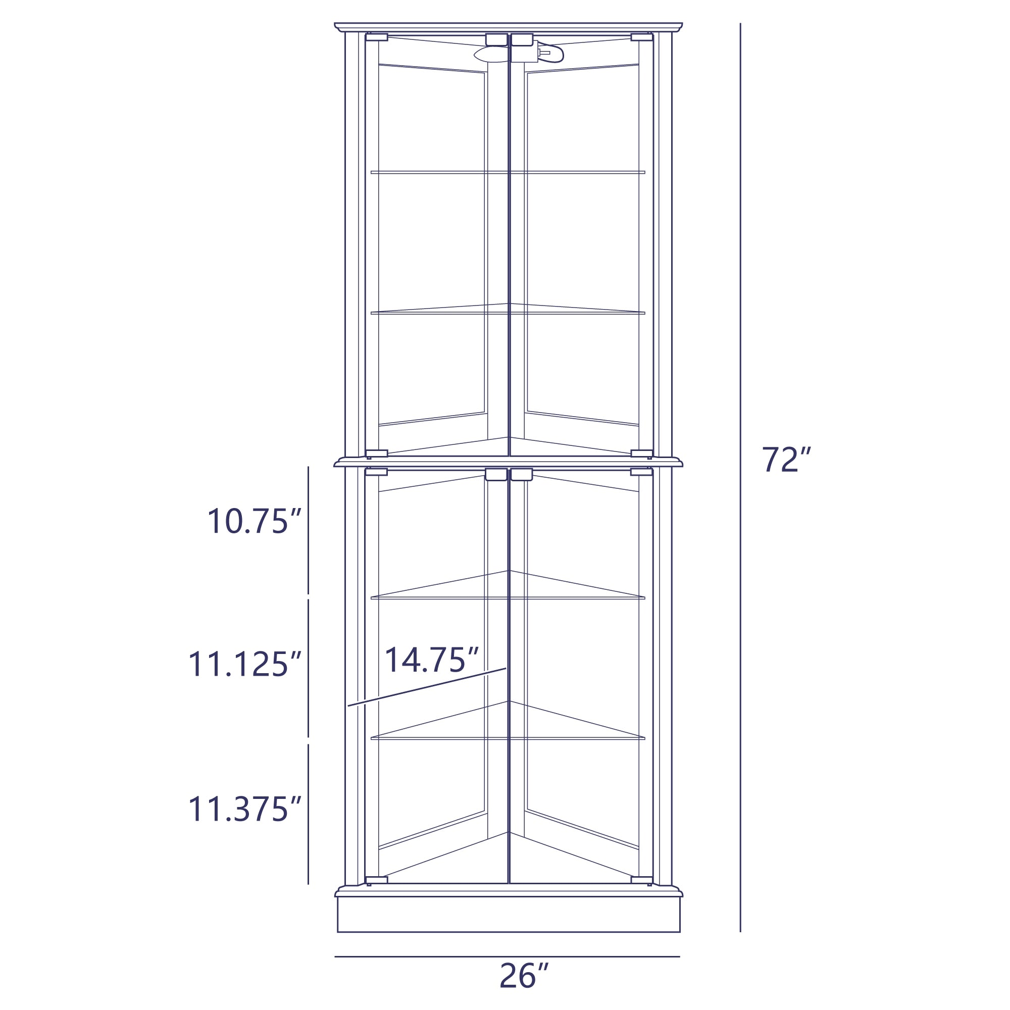 Cherry Lighted Corner Curio Cabinet with Tempered Glass Door M334098