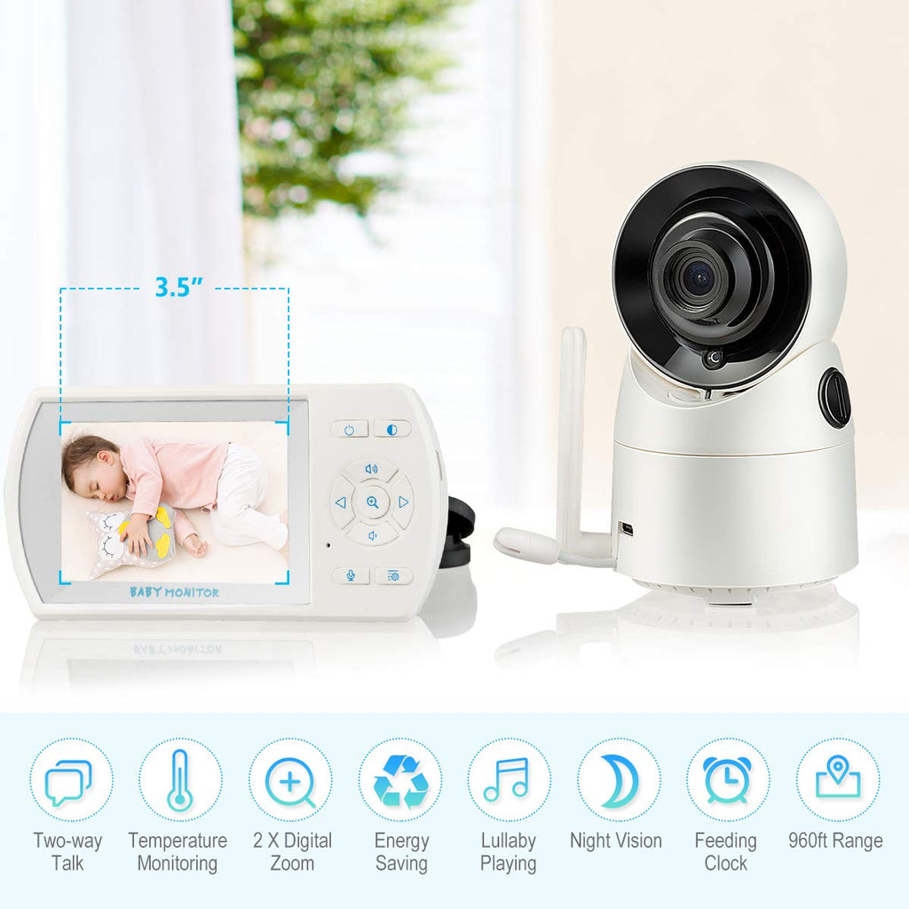 3.5'' LCD Video Baby Monitor, 2-Way Audio, Infrared Night Vision, Pack of 2 T720364
