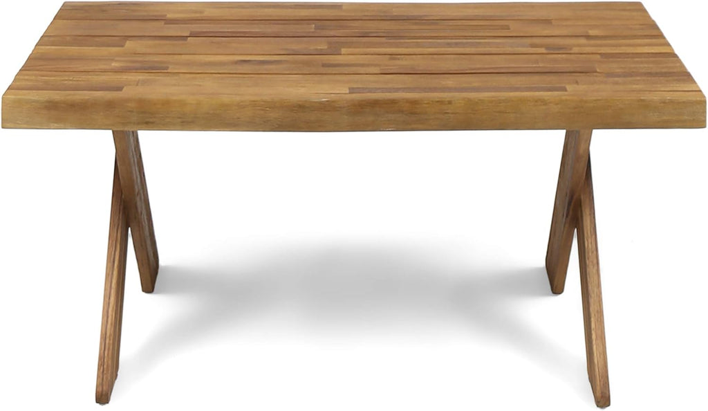 Acacia Wood Coffee Table, Sandblast Teak Finish J926