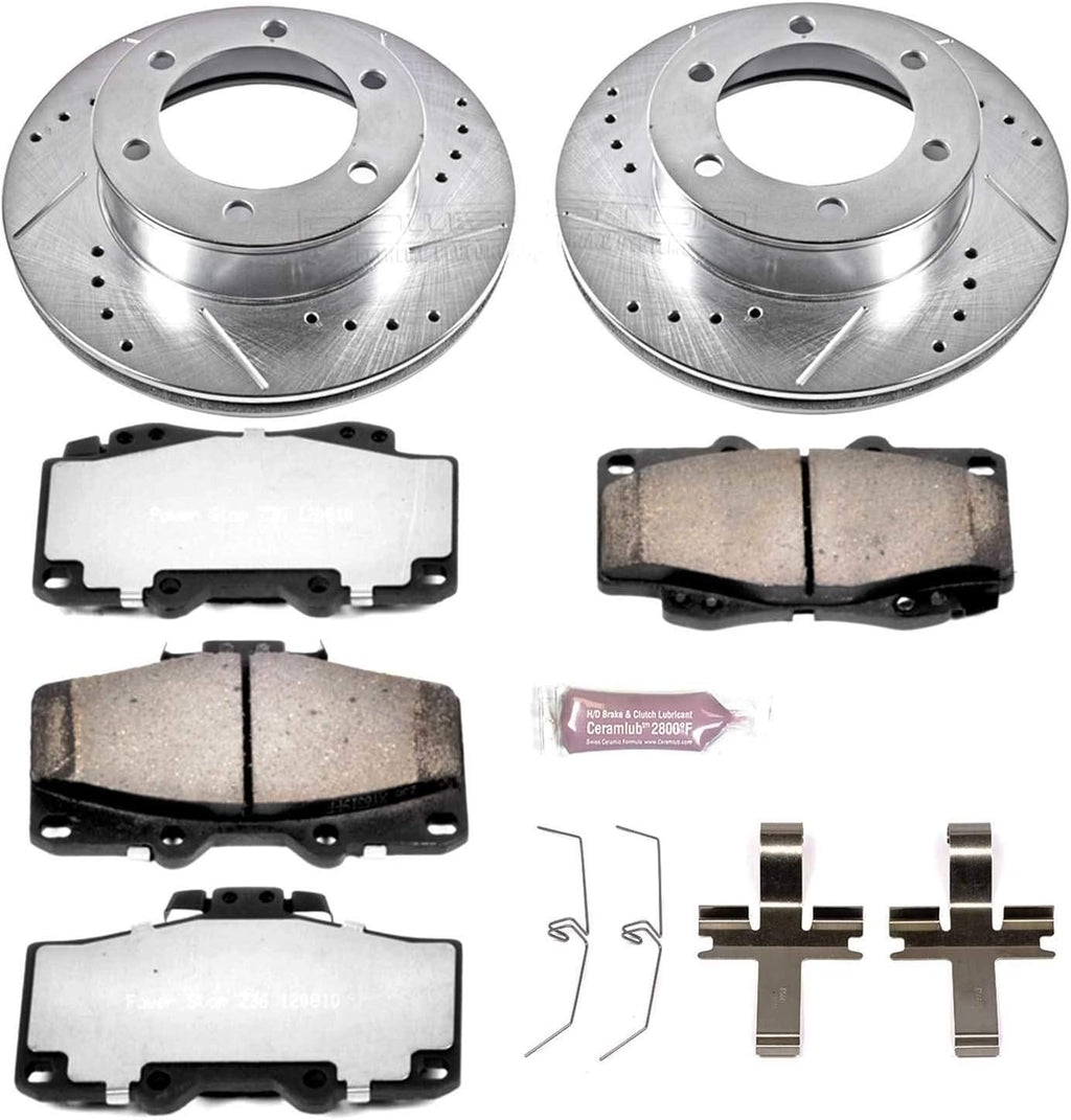 Front Z36 Carbon Fiber Ceramic Brake Pads and Drilled/Slotted Brake Rotors T702684