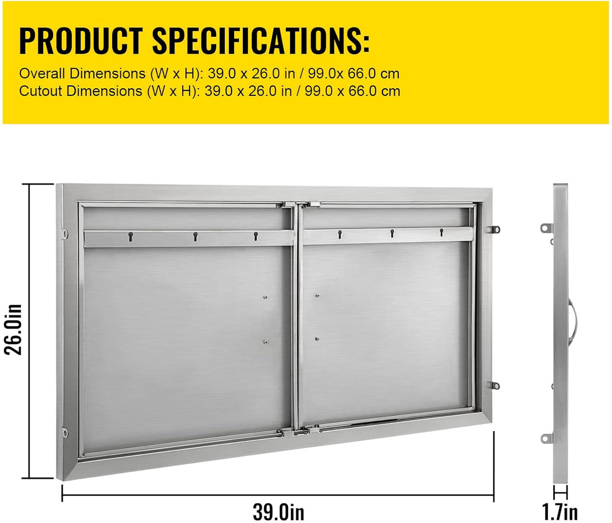 Stainless Steel Double BBQ Door 39W x 26H Inch E3134