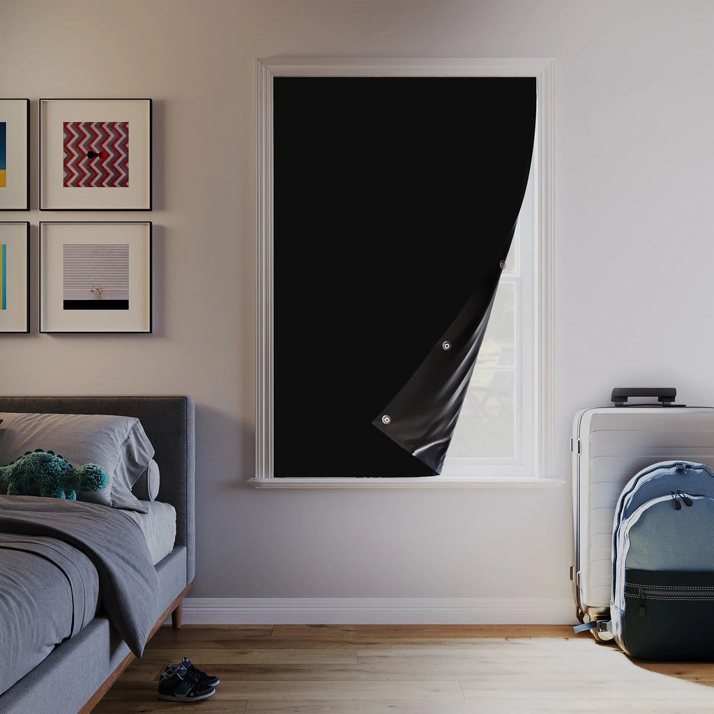 100% Blackout Suction Cup Curtain Panel, 50"x78", Black A7618