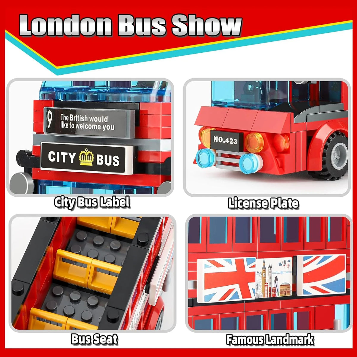 458 Pcs Double Deckers London Bus Station Building Blocks Set T560