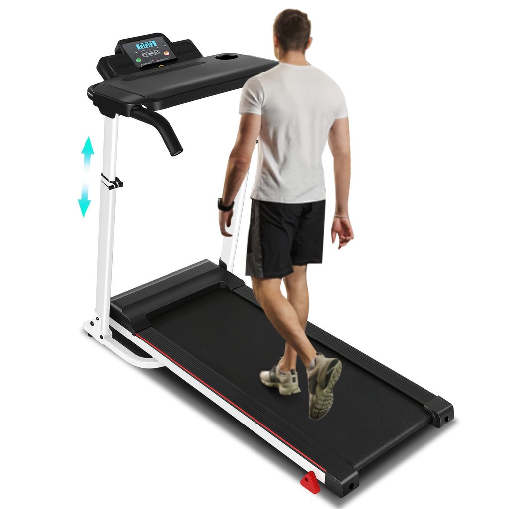 White Folding Treadmill with Removable Tabletop and Incline A856