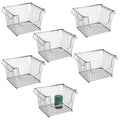 Stackable Metal Food Storage Organizer Bin Basket with Handles U14785