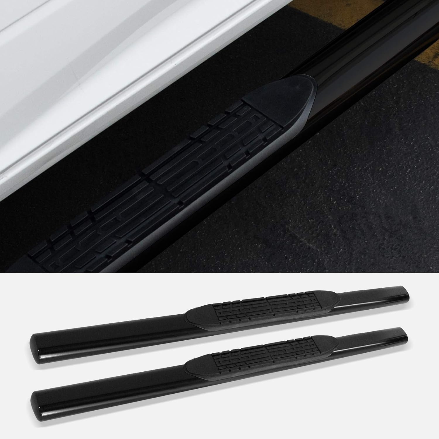 4 Oval Side Step Nerf Bars Black Y713