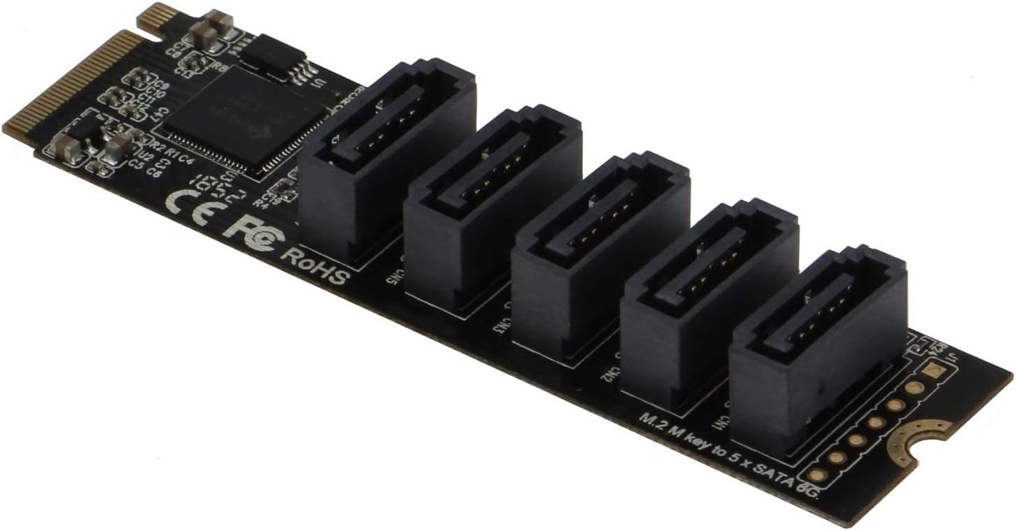 5 x SATA 6G PCIe M Key Adapter Card H1780
