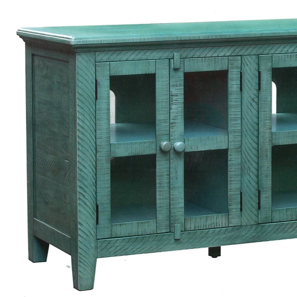 Antique Blue Wooden TV Stand with 3 Door Cabinets X8952