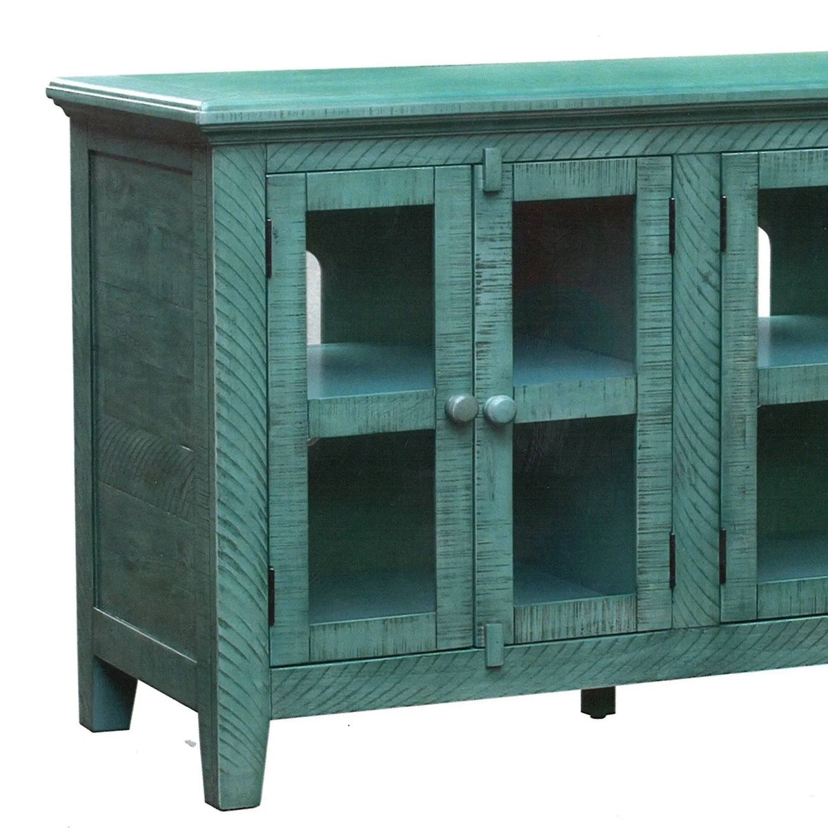 Antique Blue Wooden TV Stand with 3 Door Cabinets X8952