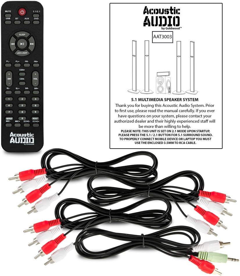 Tower 5.1 Bluetooth Speaker System with Optical Input and Mics S1232