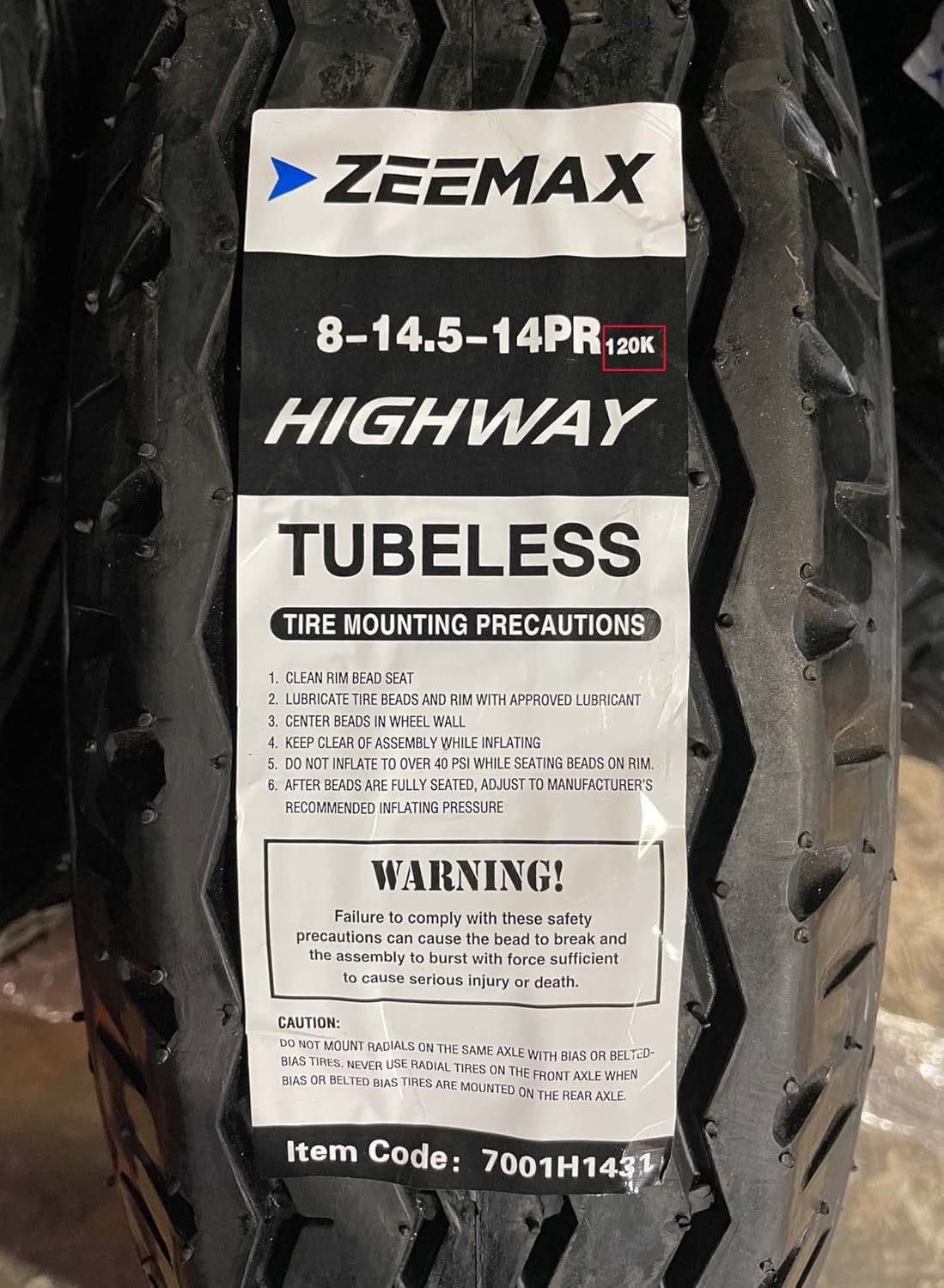 Heavy Duty Highway Trailer Tire 8-14.5 14 Ply X62279