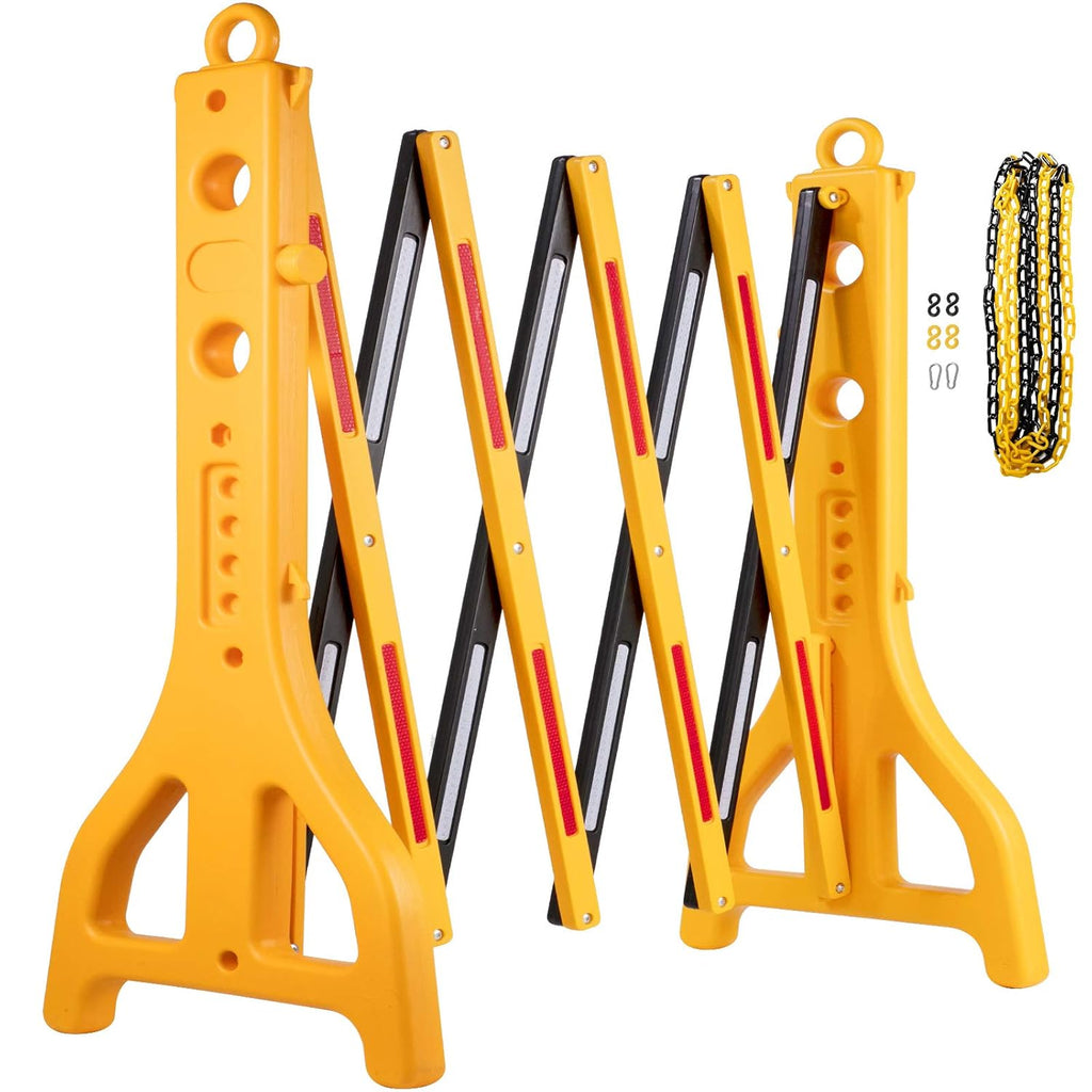 Expandable Mobile Plastic Safety Barricade 8.3ft Width 38” Height with Reflectors with 1 Chain N14036