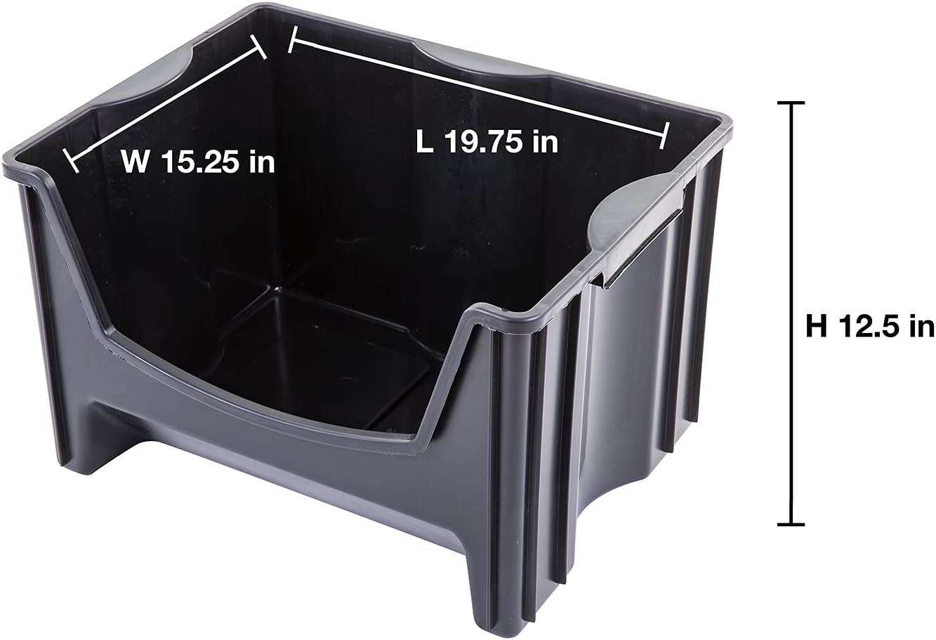 Black Pack of 3 Stackable Storage Bins F476