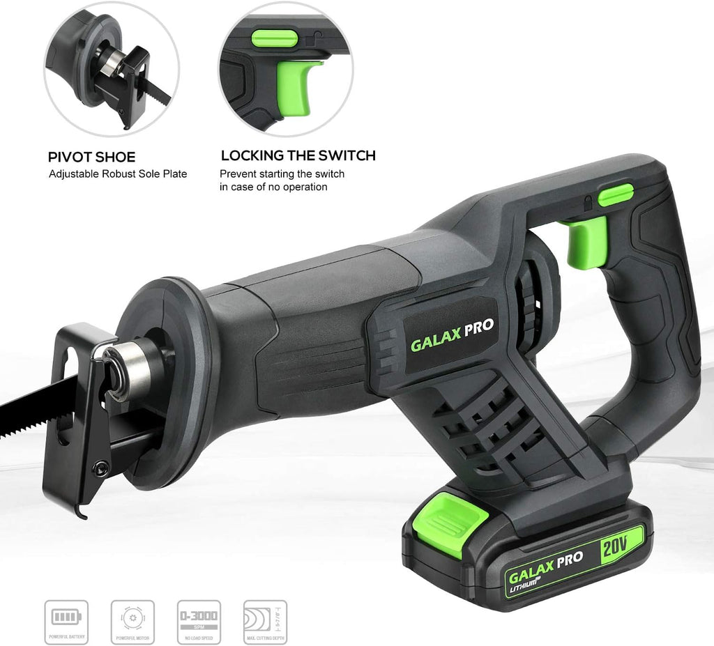 20 V Max Cordless Combo Kit with Impact Drill Driver, Reciprocating Saw, 1.3 Ah Li-ion Battery Pack, Charger, and 7 Blades T329