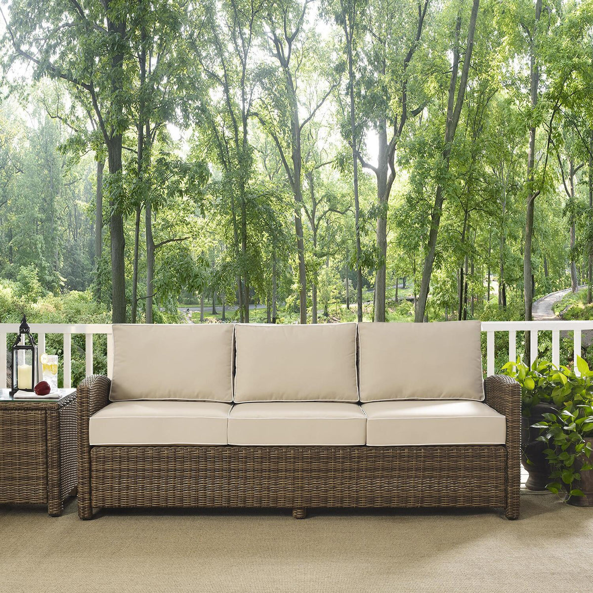 Sangria/Weathered Brown Outdoor Wicker Sofa R24925
