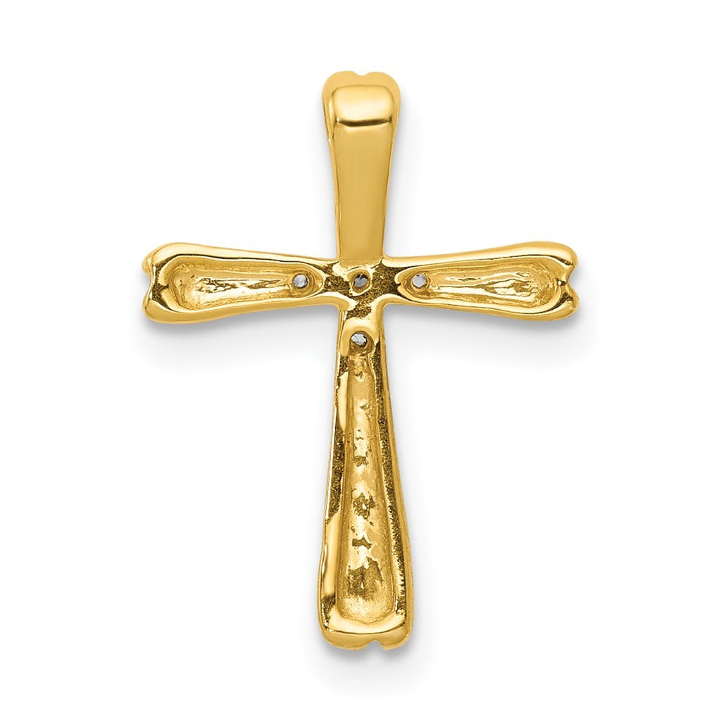 14k Gold Diamond Cross Pendant Necklace Q441