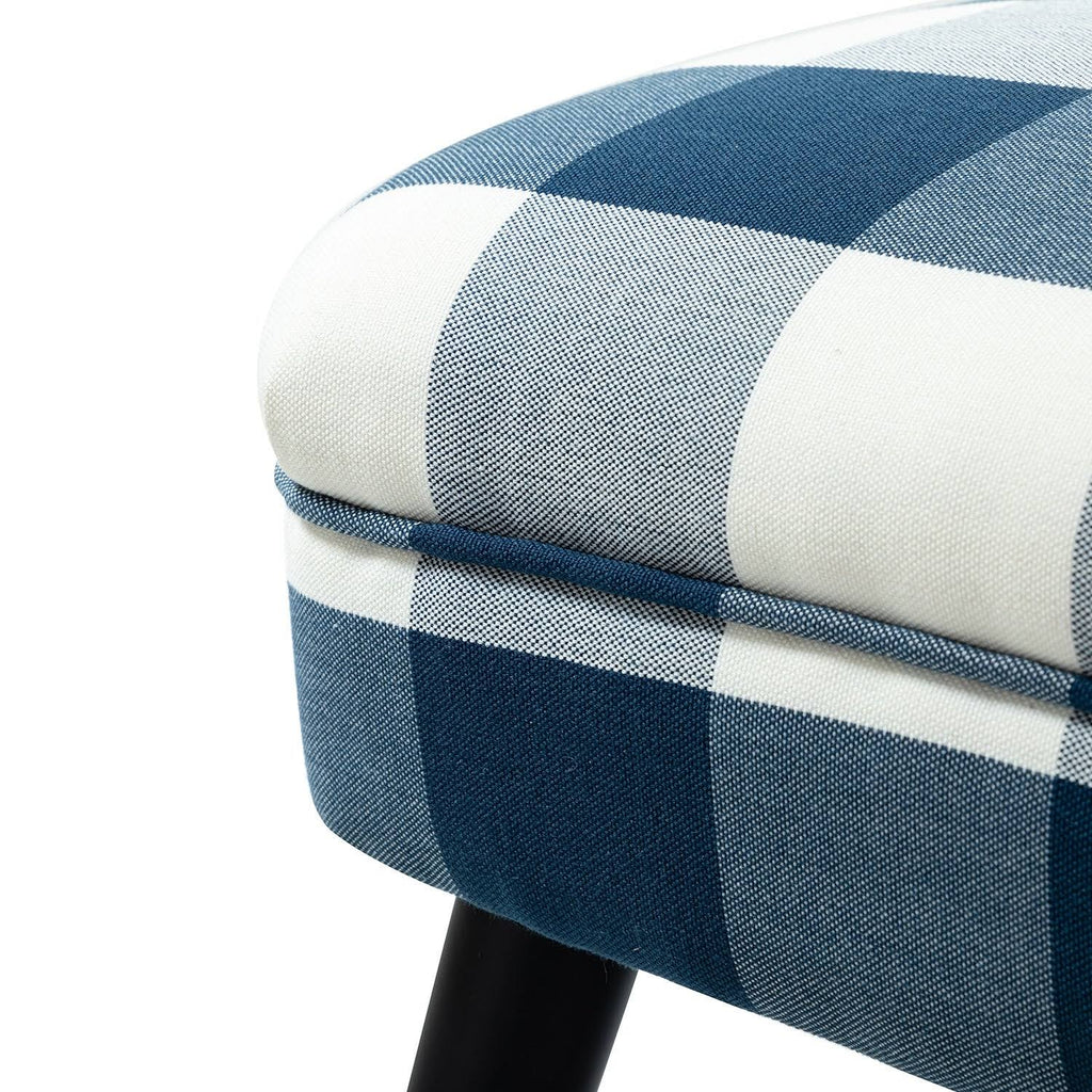 Grey Buffalo Plaid Side Chair with Black Base, Set of 2 V431429