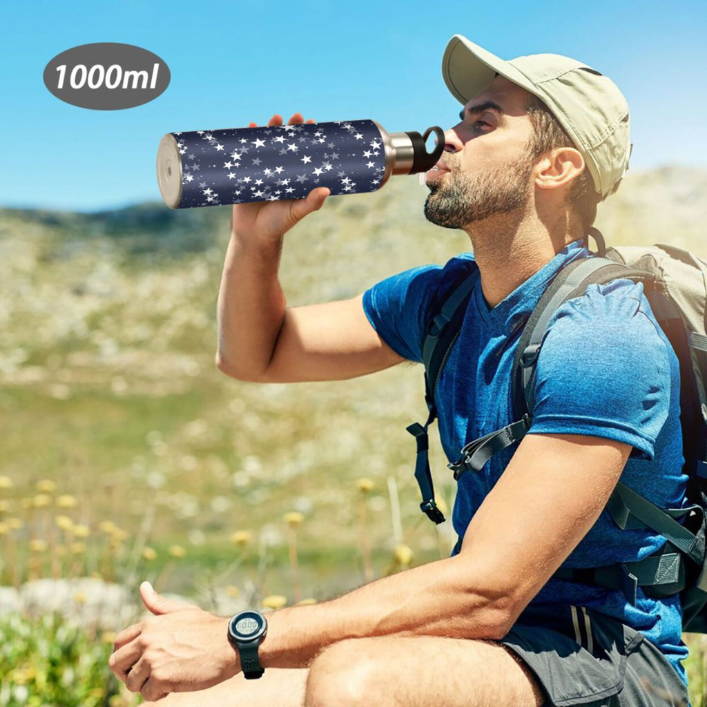 Navy Stainless Steel Insulated Water Bottle with Straw Lid R3302