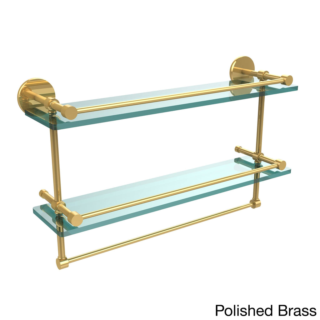 Polished Brass Double Glass Shelf with Towel Bar Y2909