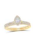 Marquise Diamond Halo Bridal Wedding Ring Band Set 1/2 Cttw Y8405