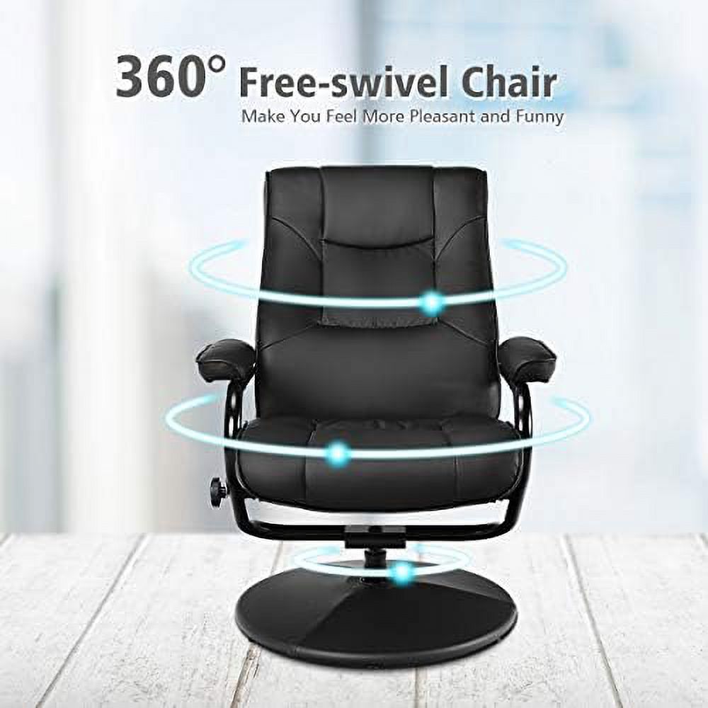 Swivel Recliner Chair with Footrest Stool Ottoman Set Black I37150