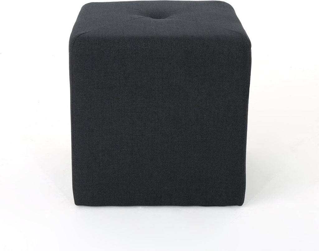 Dark Charcoal Fabric Square Ottoman C568