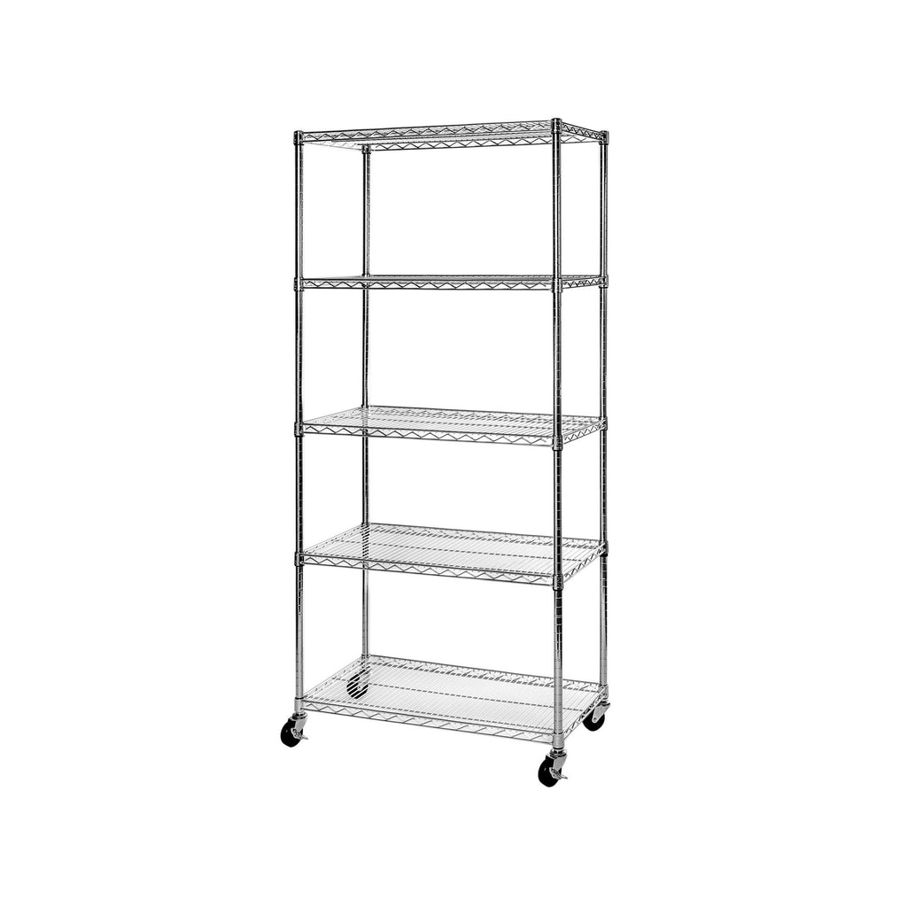 5-Shelf Steel Wire Shelving System, Silver I665327
