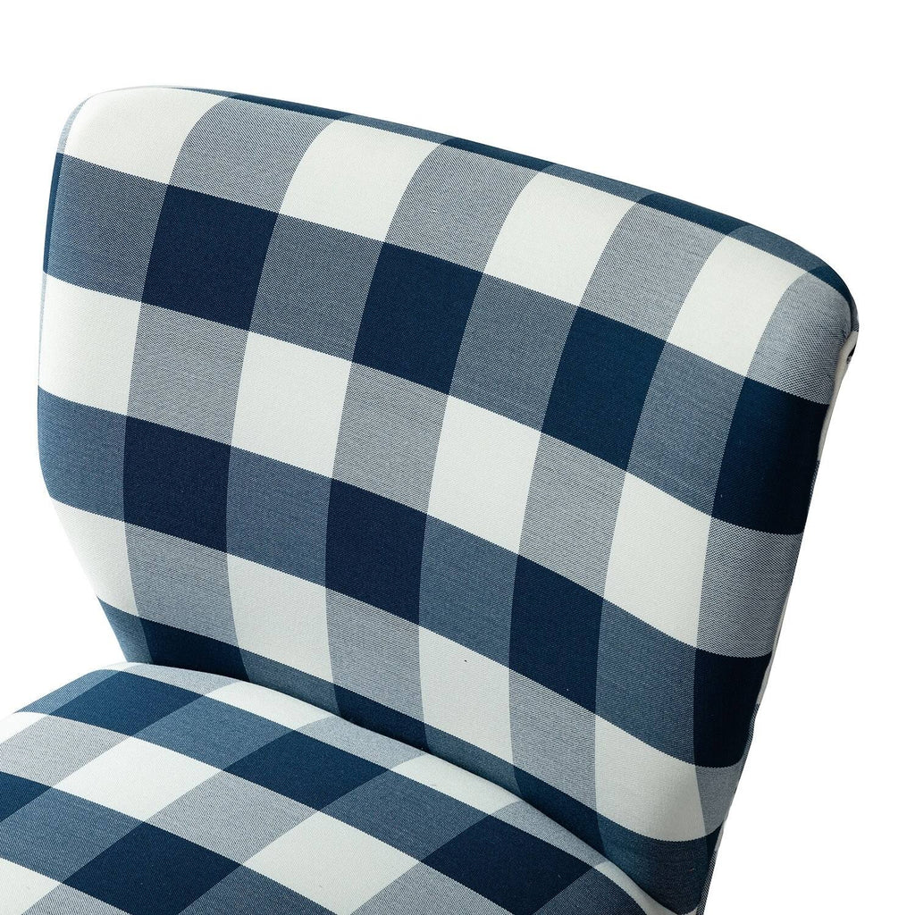 Grey Buffalo Plaid Side Chair with Black Base, Set of 2 V431429
