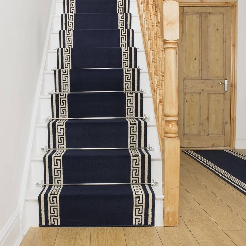 Key Blue Stair Carpet Runner 4 Foot L383