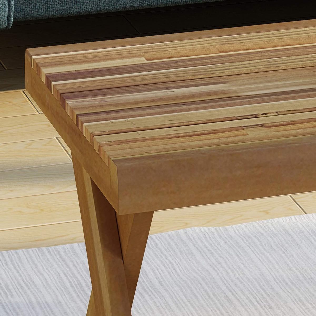 Acacia Wood Coffee Table, Sandblast Teak Finish J926