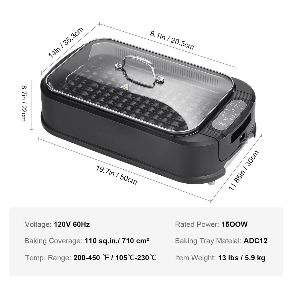 Smokeless Indoor BBQ Grill 1500W Nonstick C8204